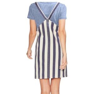 Vince Camuto skirtall overall dress denim striped